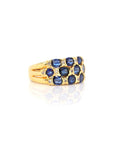 Baikalla Jewelry Gold Sapphire Ring 18k Yellow Gold Natural Blue Sapphire Ring with Diamonds