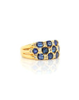 Baikalla Jewelry Gold Sapphire Ring 18k Yellow Gold Natural Blue Sapphire Ring with Diamonds