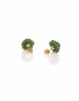 Baikalla Jewelry Gold Jade Earrings Copy of Baikalla™ "Rose Flowers" 18k Solid Gold Real Green Jade Rose Flower Earrings