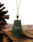 Baikalla Jewelry God Jadeite Jade Necklace Baikalla Genuine Green Nephrite Jade Lucky Owl Pendant Necklace With 14k Yellow Gold Bail