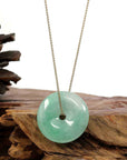 Baikalla Jewelry Jade Pendant Necklace Baikalla "Good Luck Button" Necklace Green Jadeite Jade Lucky Ping An Kou Pendant