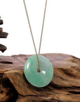 Baikalla Jewelry Jade Pendant Necklace Baikalla "Good Luck Button" Necklace Green Jadeite Jade Lucky Ping An Kou Pendant