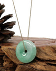 Baikalla Jewelry Jade Pendant Necklace Baikalla "Good Luck Button" Necklace Green Jadeite Jade Lucky Ping An Kou Pendant