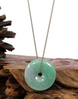 Baikalla Jewelry Jade Pendant Necklace Baikalla "Good Luck Button" Necklace Green Jadeite Jade Lucky Ping An Kou Pendant