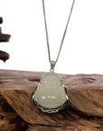 Baikalla Jewelry Jade Pendant Baikalla™ "Laughing Buddha" Genuine Nephrite White Jade (high quality) Buddha Pendant Necklace