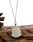Baikalla Jewelry Jade Pendant Baikalla™ "Laughing Buddha" Genuine Nephrite White Jade (high quality) Buddha Pendant Necklace