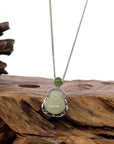 Baikalla Jewelry Jade Pendant Baikalla™ "Laughing Buddha" Genuine Nephrite White Jade Buddha Pendant Necklace