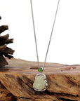 Baikalla Jewelry Jade Pendant Baikalla™ "Laughing Buddha" Genuine Nephrite White Jade Buddha Pendant Necklace