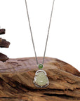 Baikalla Jewelry Jade Pendant Baikalla™ "Laughing Buddha" Genuine Nephrite White Jade Buddha Pendant Necklace