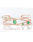 Baikalla Jewelry Gold Jade Bracelet 18k Rose Gold Oval Bracelet Bangle with Jadeite Jade & Diamonds