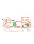 Baikalla Jewelry Gold Jade Bracelet 18k Rose Gold Oval Bracelet Bangle with Jadeite Jade & Diamonds