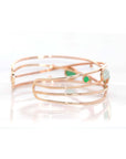 Baikalla Jewelry Gold Jade Bracelet 18k Rose Gold Oval Bracelet Bangle with Jadeite Jade & Diamonds