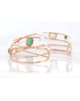 Baikalla Jewelry Gold Jade Bracelet 18k Rose Gold Oval Bracelet Bangle with Jadeite Jade & Diamonds