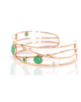 Baikalla Jewelry Gold Jade Bracelet 18k Rose Gold Oval Bracelet Bangle with Jadeite Jade & Diamonds