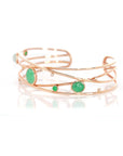 Baikalla Jewelry Gold Jade Bracelet 18k Rose Gold Oval Bracelet Bangle with Jadeite Jade & Diamonds