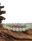 Baikalla Jewelry jade beads bracelet 24K Pure Yellow Gold Money Beads With Genuine Green Jade Round Beads Bracelet ( 7.5 mm )