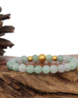 Baikalla Jewelry jade beads bracelet 24K Pure Yellow Gold Money Beads With Genuine Green Jade Round Beads Bracelet ( 7.5 mm )