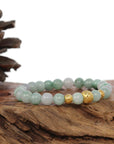 Baikalla Jewelry jade beads bracelet 24K Pure Yellow Gold Money Beads With Genuine Green Jade Round Beads Bracelet ( 7.5 mm )