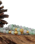 Baikalla Jewelry jade beads bracelet 6.5 inches 24K Pure Yellow Gold Money Beads With Genuine Green Jade Round Beads Bracelet ( 7.5 mm )