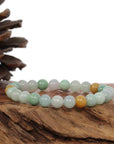 Baikalla Jewelry jade beads bracelet Genuine Jadeite Jade Round Multiple Colors Beads Bracelet ( 7.5 mm)