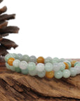 Baikalla Jewelry jade beads bracelet 6.5 inches Genuine Jadeite Jade Round Multiple Colors Beads Bracelet ( 7.5 mm)