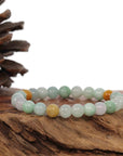 Baikalla Jewelry jade beads bracelet Genuine Jadeite Jade Round Multiple Colors Beads Bracelet ( 7.5 mm)
