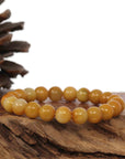 Baikalla Jewelry jade beads bracelet 6.5 inches Jadeite Jade 9 mm Yellow Round Beads Bracelet ( 9 mm )