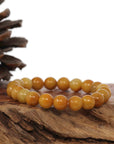 Baikalla Jewelry jade beads bracelet Jadeite Jade 9 mm Yellow Round Beads Bracelet ( 9 mm )