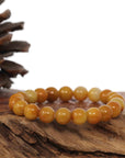 Baikalla Jewelry jade beads bracelet Jadeite Jade 9 mm Yellow Round Beads Bracelet ( 9 mm )