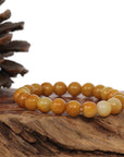 Baikalla Jewelry jade beads bracelet Jadeite Jade 9 mm Yellow Round Beads Bracelet ( 9 mm )