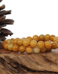 Baikalla Jewelry jade beads bracelet Jadeite Jade 9 mm Yellow Round Beads Bracelet ( 9 mm )