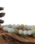 Baikalla Jewelry jade beads bracelet Genuine Jadeite Jade Round Multiple Colors Beads Bracelet ( 9 mm)