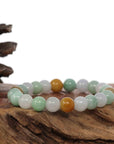 Baikalla Jewelry jade beads bracelet Genuine Jadeite Jade Round Multiple Colors Beads Bracelet ( 9 mm)