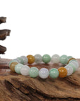 Baikalla Jewelry jade beads bracelet Genuine Jadeite Jade Round Multiple Colors Beads Bracelet ( 9 mm)