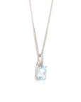 Baikalla Jewelry Gold Aquamarine Ring 14k White Gold Genuine Oval Aquamarine AA Pendant Necklace With Diamond
