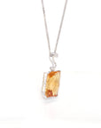 Baikalla Jewelry Gemstone Pendant Necklace 14k White Gold Genuine Citrine & Diamonds Pendant Necklace with Diamond
