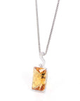 Baikalla Jewelry Gemstone Pendant Necklace 14k White Gold Genuine Citrine & Diamonds Pendant Necklace with Diamond