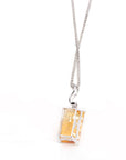 Baikalla Jewelry Gemstone Pendant Necklace 14k White Gold Genuine Citrine & Diamonds Pendant Necklace with Diamond
