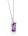 Baikalla Jewelry Gemstone Pendant Necklace 14k White Gold Genuine AAA Royal Amethyst Pendant Necklace