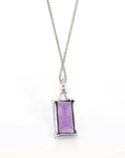 Baikalla Jewelry Gemstone Pendant Necklace 14k White Gold Genuine AAA Royal Amethyst Pendant Necklace