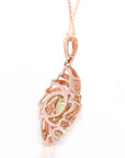 Baikalla Jewelry Gemstone Pendant Necklace 18k Rose Gold Genuine AAA Royal Peridot Pendant Necklace With CZ