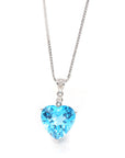 Baikalla Jewelry gemstone jewelry 14k White Gold Genuine Swiss Blue Topaz & Diamonds Pendant Necklace