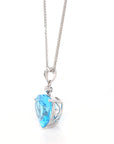 Baikalla Jewelry gemstone jewelry 14k White Gold Genuine Swiss Blue Topaz & Diamonds Pendant Necklace