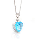 Baikalla Jewelry gemstone jewelry 14k White Gold Genuine Swiss Blue Topaz & Diamonds Pendant Necklace