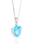 Baikalla Jewelry gemstone jewelry 14k White Gold Genuine Swiss Blue Topaz & Diamonds Pendant Necklace
