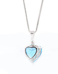 Baikalla Jewelry gemstone jewelry 14k White Gold Genuine Swiss Blue Topaz & Diamonds Pendant Necklace
