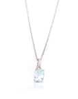 Baikalla Jewelry Gold Aquamarine Ring 14k White Gold Genuine Oval Aquamarine AA Pendant Necklace With Diamond