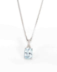 Baikalla Jewelry Gold Aquamarine Ring 14k White Gold Genuine Oval Aquamarine AA Pendant Necklace With Diamond