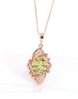 Baikalla Jewelry Gemstone Pendant Necklace Pendant Only 18k Rose Gold Genuine AAA Royal Peridot Pendant Necklace With CZ