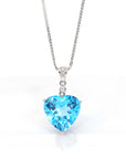 Baikalla Jewelry gemstone jewelry 14k White Gold Genuine Swiss Blue Topaz & Diamonds Pendant Necklace